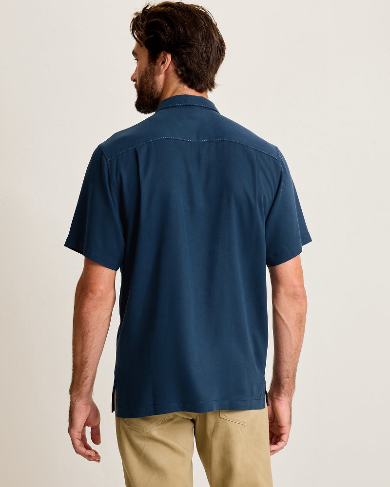 Harbor Luxe Silk Camp Shirt - Navy