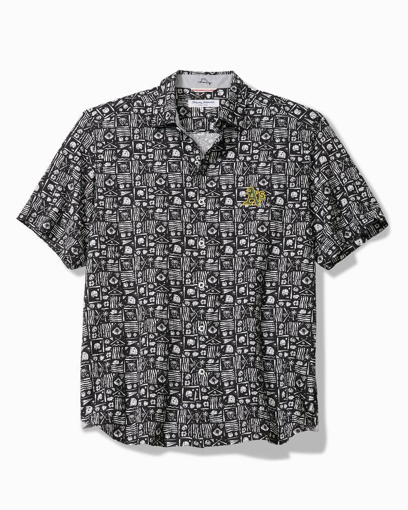 MLB Nova Wave Ballpark Batik Cotton-Blend Shirt - athletics