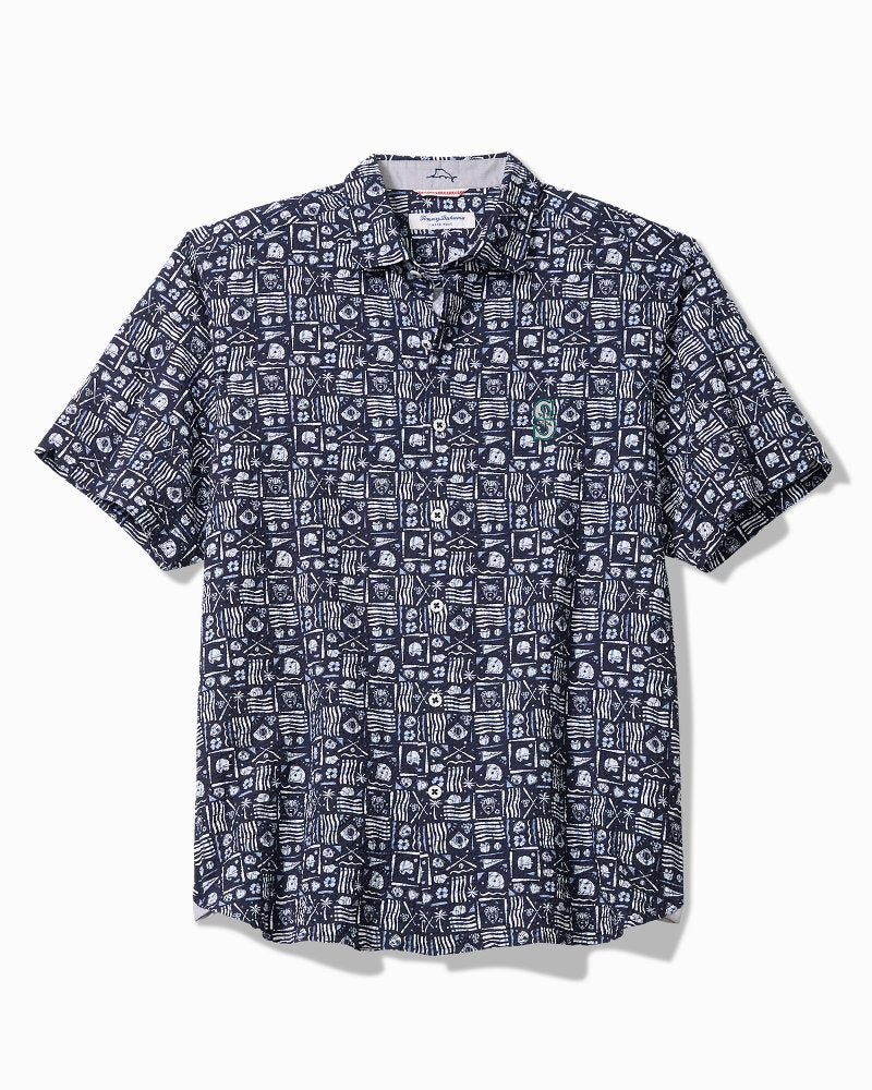 MLB Nova Wave Ballpark Batik Cotton-Blend Shirt - seattle_mariners