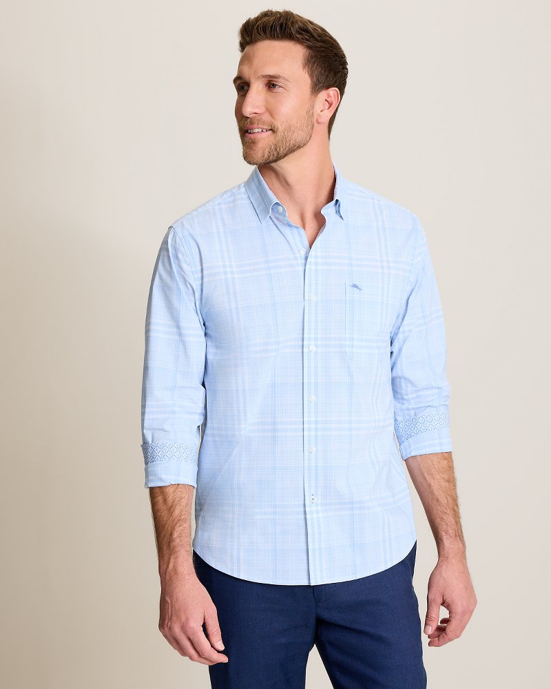 Sarasota Stretch Porto Plaid IslandZone Shirt - Rococo Blue