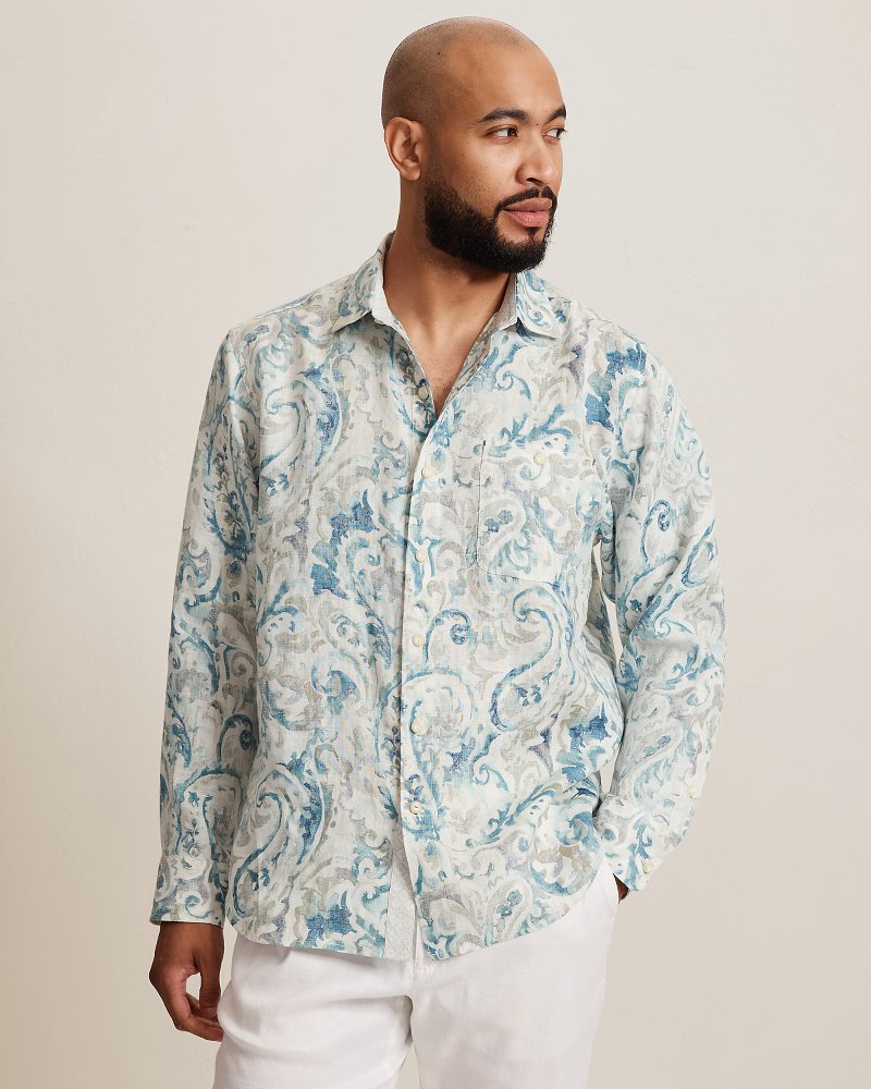 Breezy Cay Linen Long-Sleeve Shirt - Hazy Teal