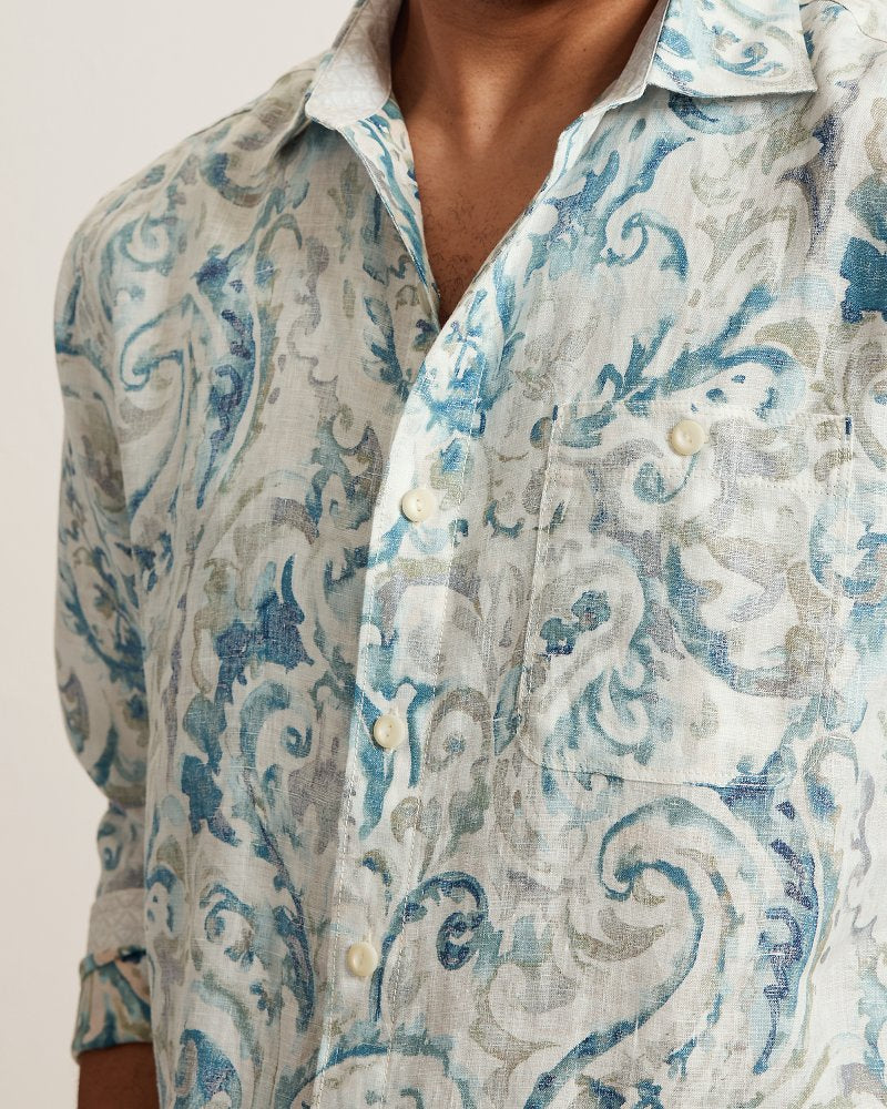 Breezy Cay Linen Long-Sleeve Shirt - Hazy Teal