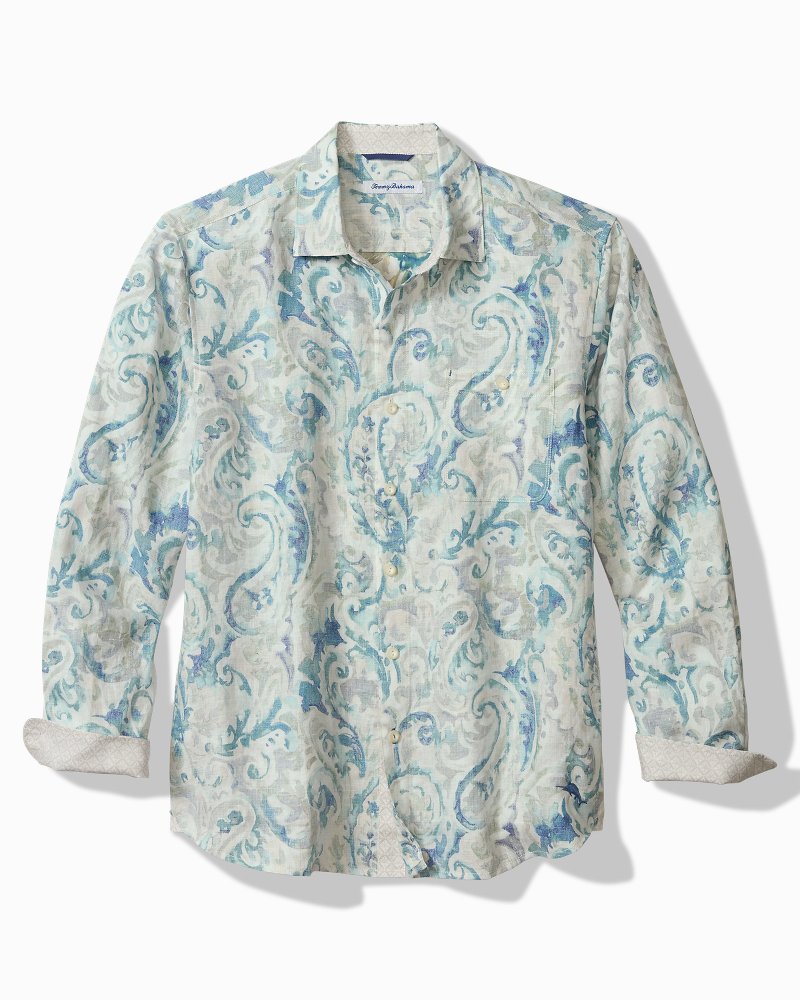 Breezy Cay Linen Long-Sleeve Shirt - Hazy Teal