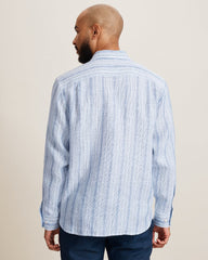 Blue Royale Stripe Linen Long-Sleeve Shirt - Infinity Sky