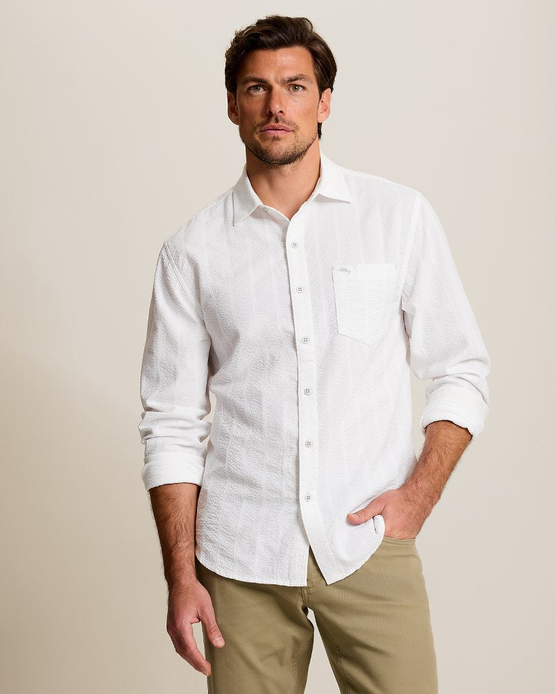 Nova Wave Cotton-Blend Long-Sleeve Shirt - White