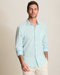 Nova Wave Cotton-Blend Long-Sleeve Shirt - Dusty Aqua