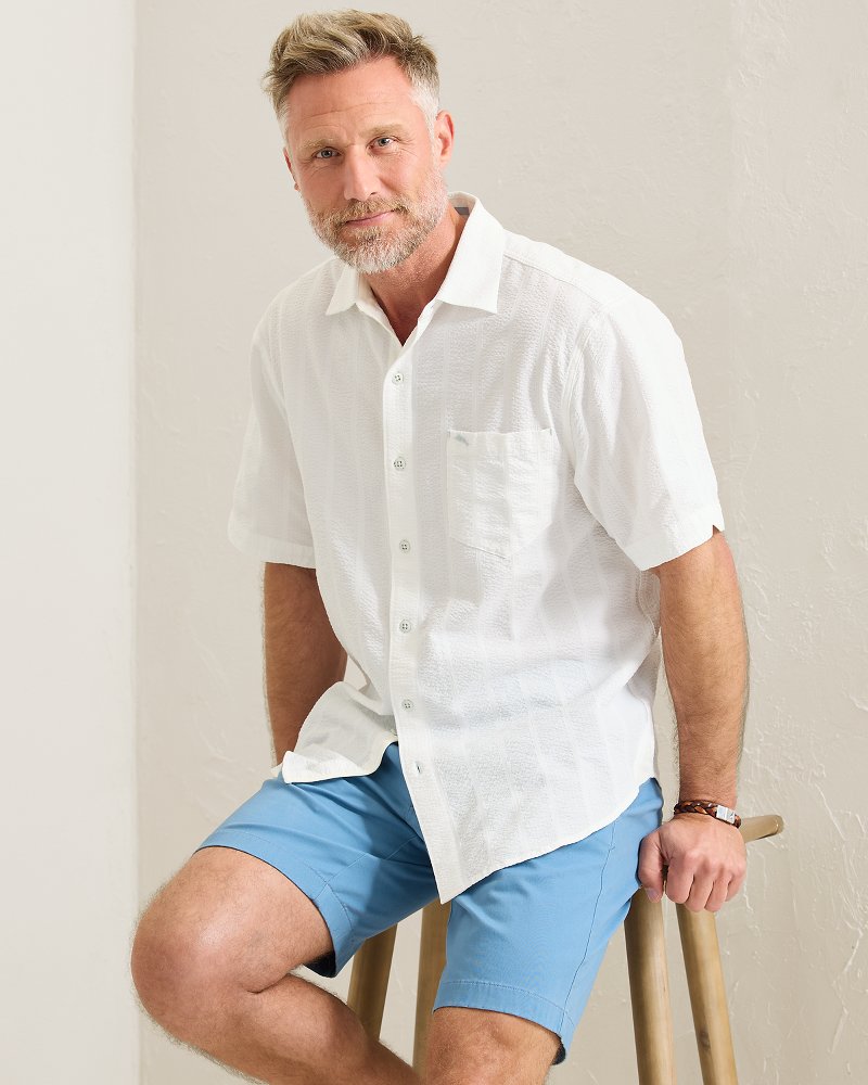 Nova Wave Cotton-Blend Short-Sleeve Shirt - White