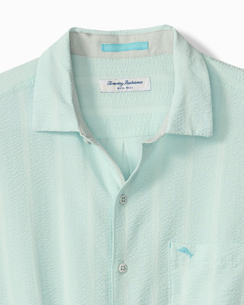 Nova Wave Cotton-Blend Short-Sleeve Shirt - Dusty Aqua