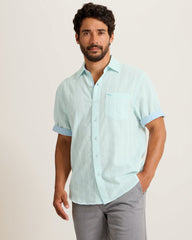 Nova Wave Cotton-Blend Short-Sleeve Shirt - Dusty Aqua