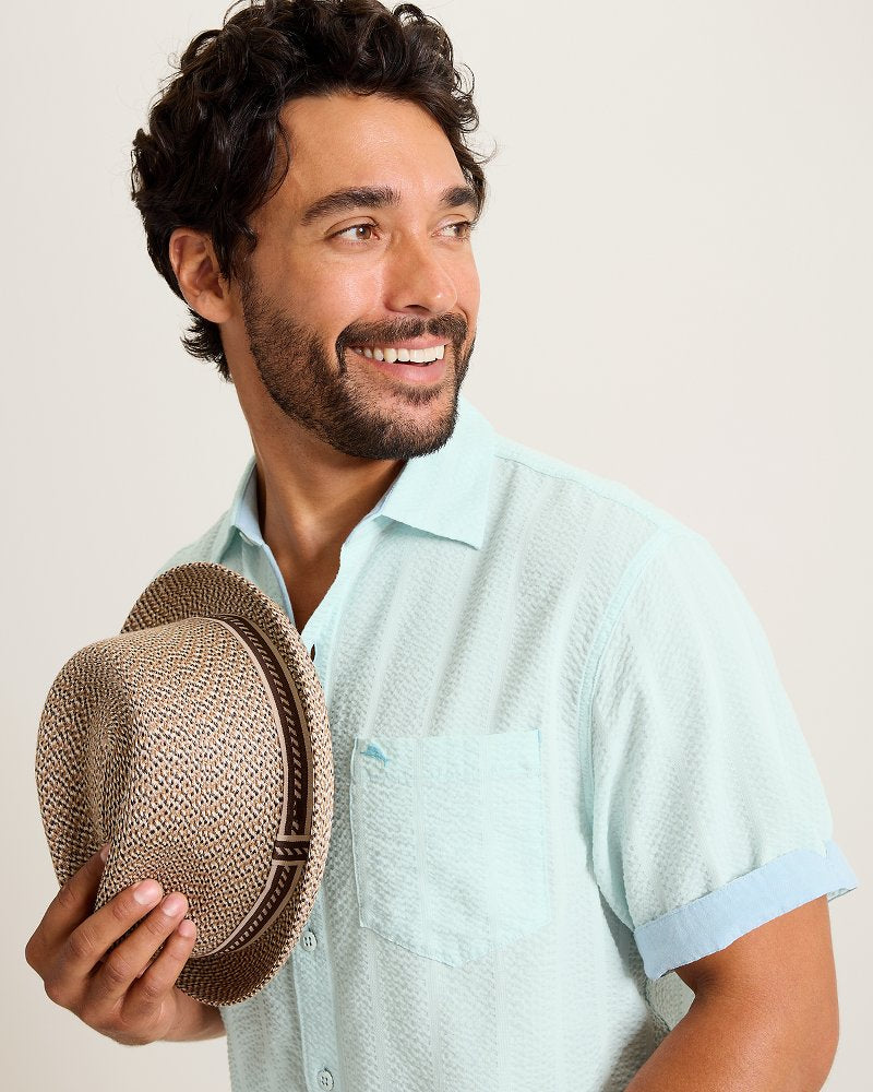 Nova Wave Cotton-Blend Short-Sleeve Shirt - Dusty Aqua