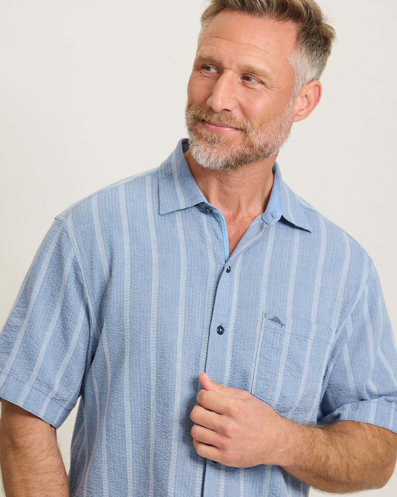 Nova Wave Cotton-Blend Short-Sleeve Shirt - Dockside Blue