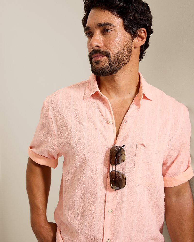 Nova Wave Cotton-Blend Short-Sleeve Shirt - Melonie
