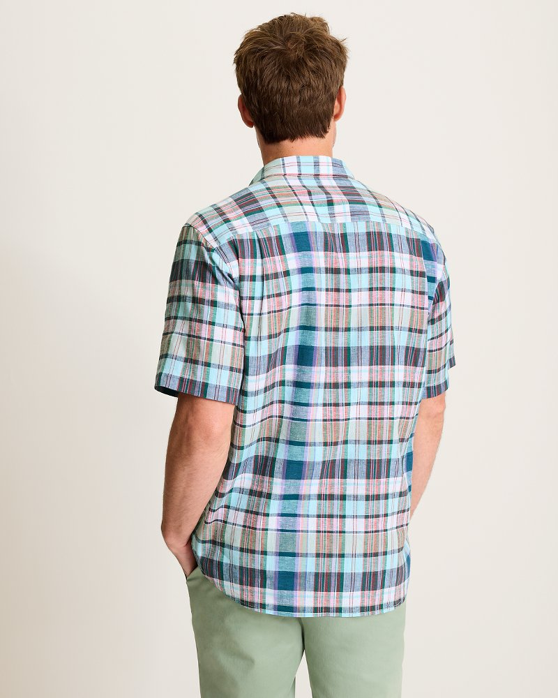 Barbados Breeze Tavira Check Stretch-Linen Shirt - Rococo Blue
