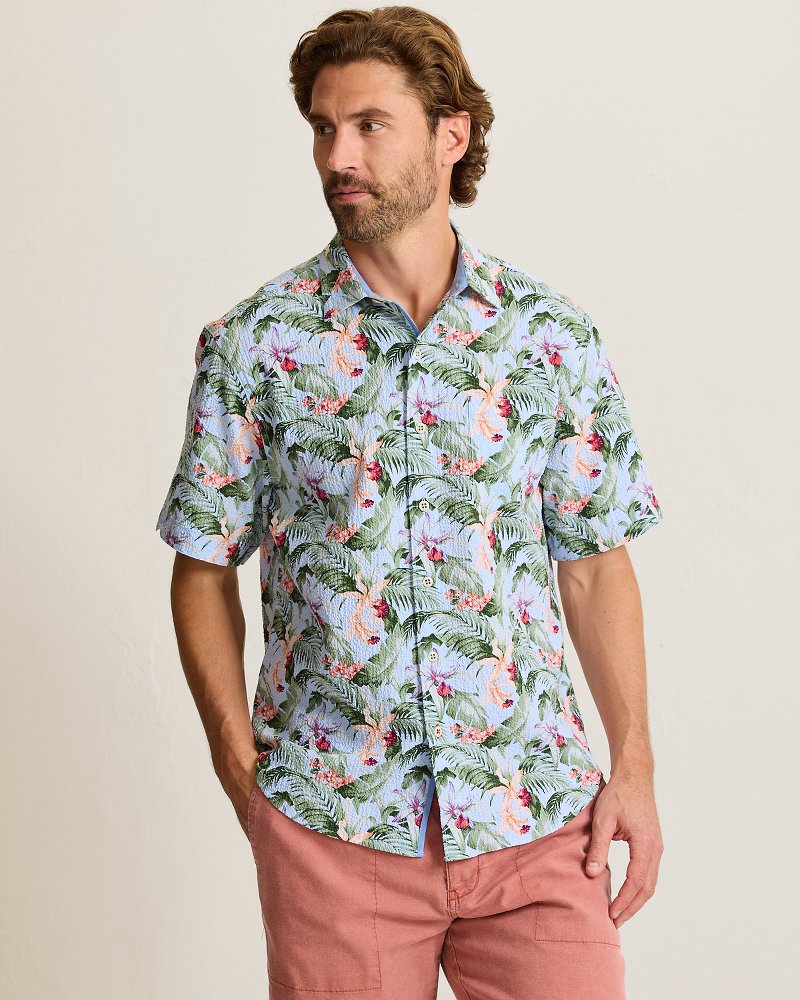 Nova Wave Blue Sky Vines Cotton-Blend Shirt - Dew Drop