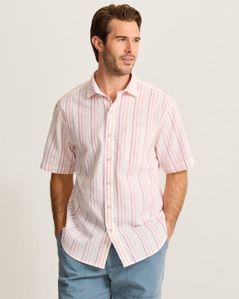 Nova Wave Aloha Stripe Cotton-Blend Shirt - Red Spark