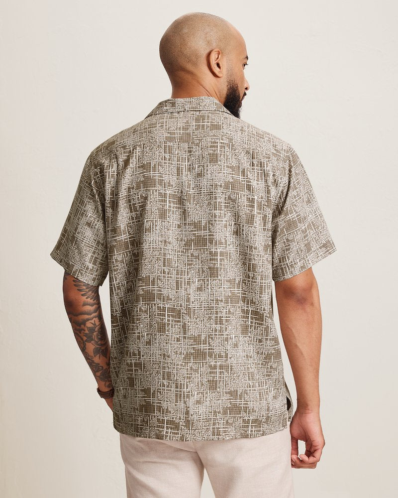 Bamboo Weave Silk Camp Shirt - Chinchilla