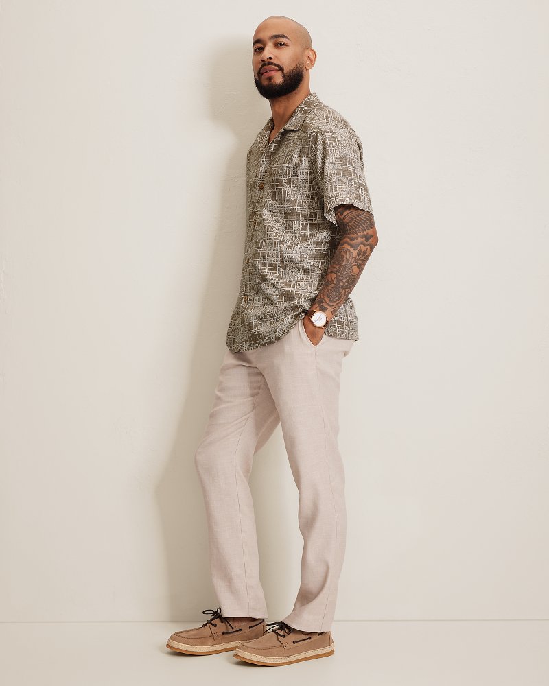 Bamboo Weave Silk Camp Shirt - Chinchilla