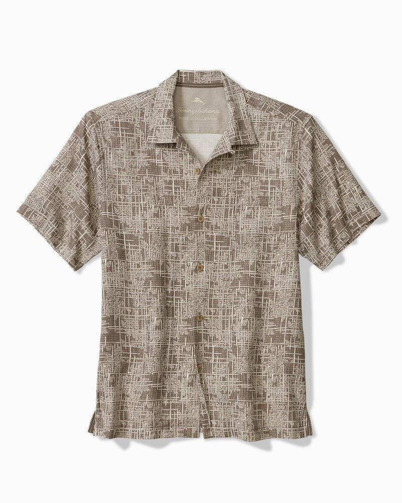 Bamboo Weave Silk Camp Shirt - Chinchilla
