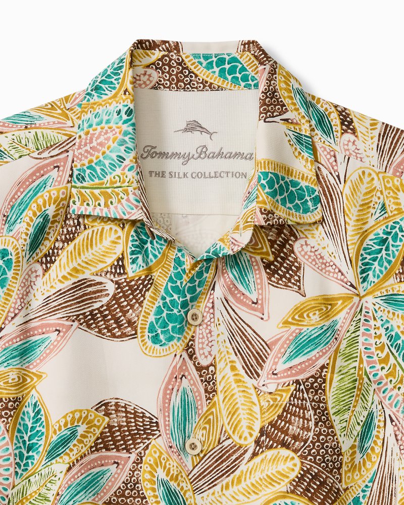 Fuego Fronds Silk Camp Shirt - Coconut