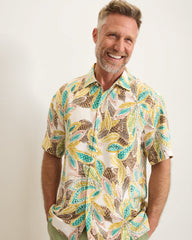 Fuego Fronds Silk Camp Shirt - Coconut