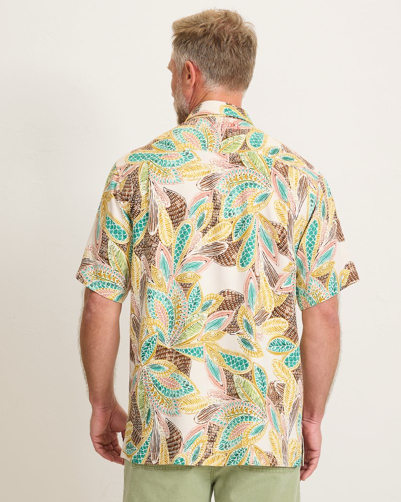 Fuego Fronds Silk Camp Shirt - Coconut