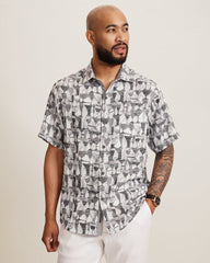 Coastal Ease Fizz &amp; Fronds IslandZone Camp Shirt - Graphite Gray