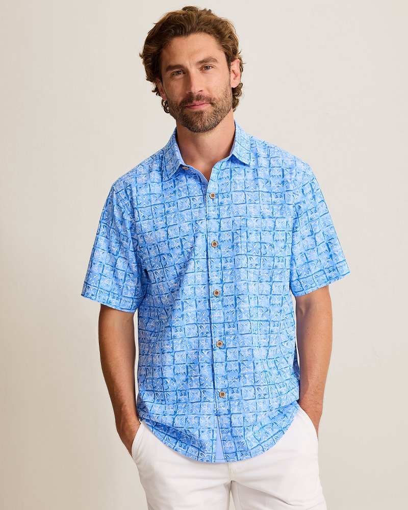 Coastal Ease Carrico Tiles IslandZone Camp Shirt - Dusty Icicle