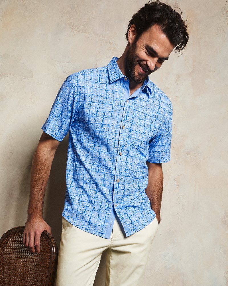 Coastal Ease Carrico Tiles IslandZone Camp Shirt - Dusty Icicle