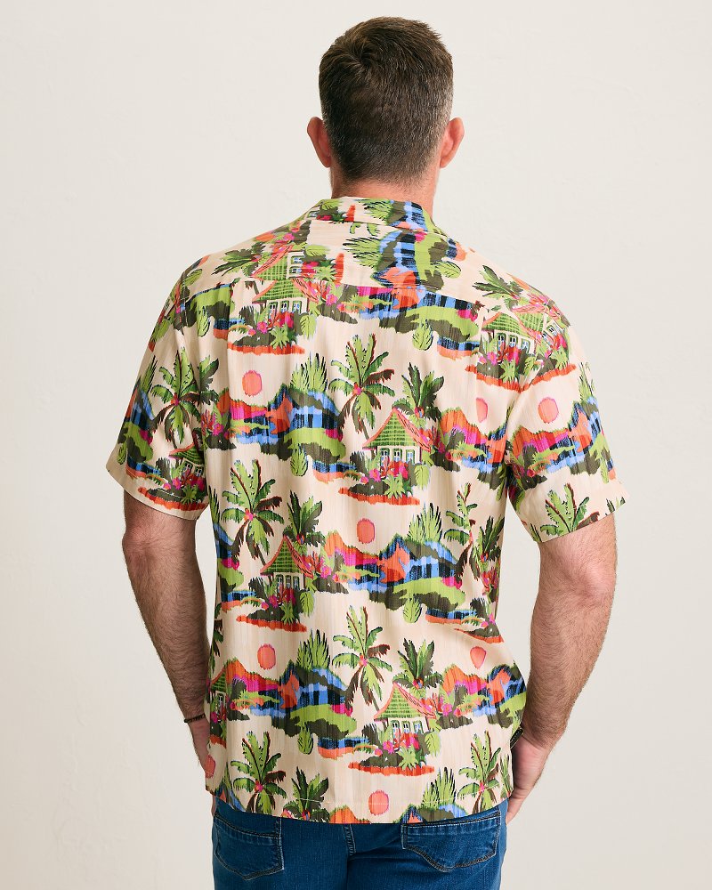 Cabana Skies Silk Camp Shirt - Palm Moss