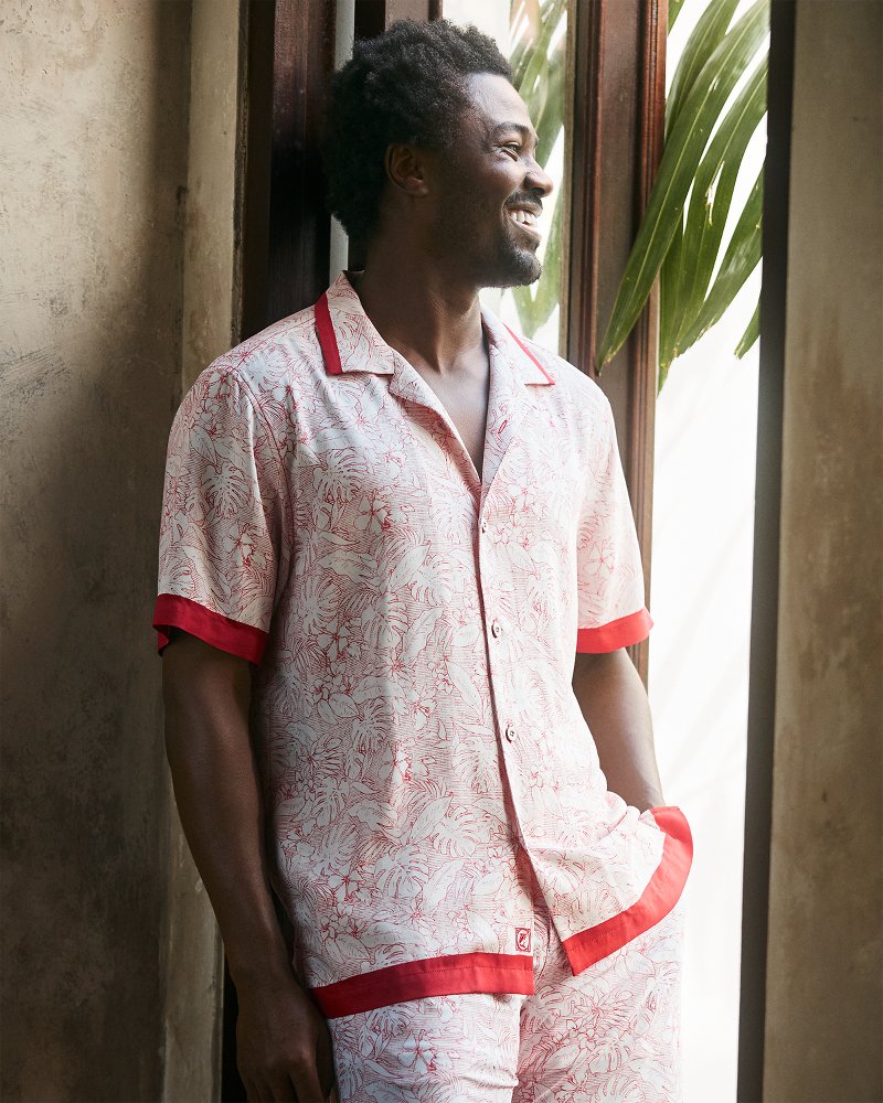 Frond Horizons Silk Camp Shirt - Baked Apple