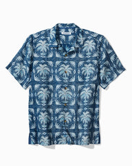 Palm Press Linen Camp Shirt - Cobalt Sea