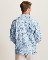 Tidal Echoes Linen Long-Sleeve Shirt - Clear Sky Blue