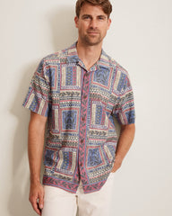 Coastal Ease Tropic Tapestry IslandZone Camp Shirt - Sanibel Blue