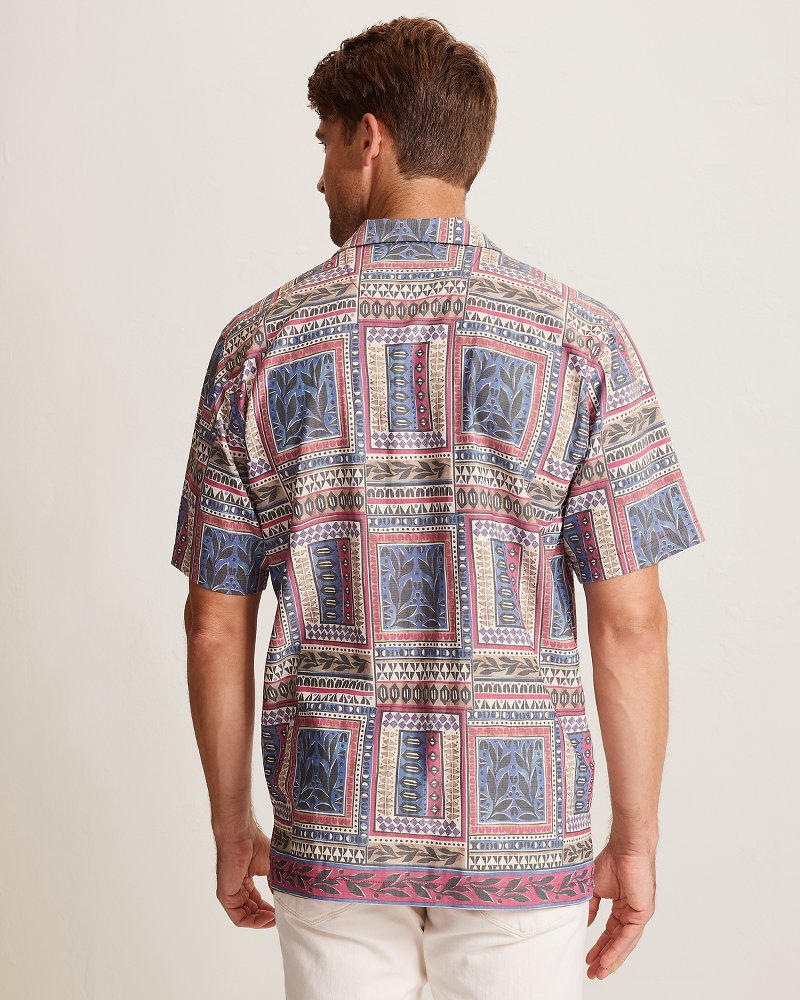 Coastal Ease Tropic Tapestry IslandZone Camp Shirt - Sanibel Blue