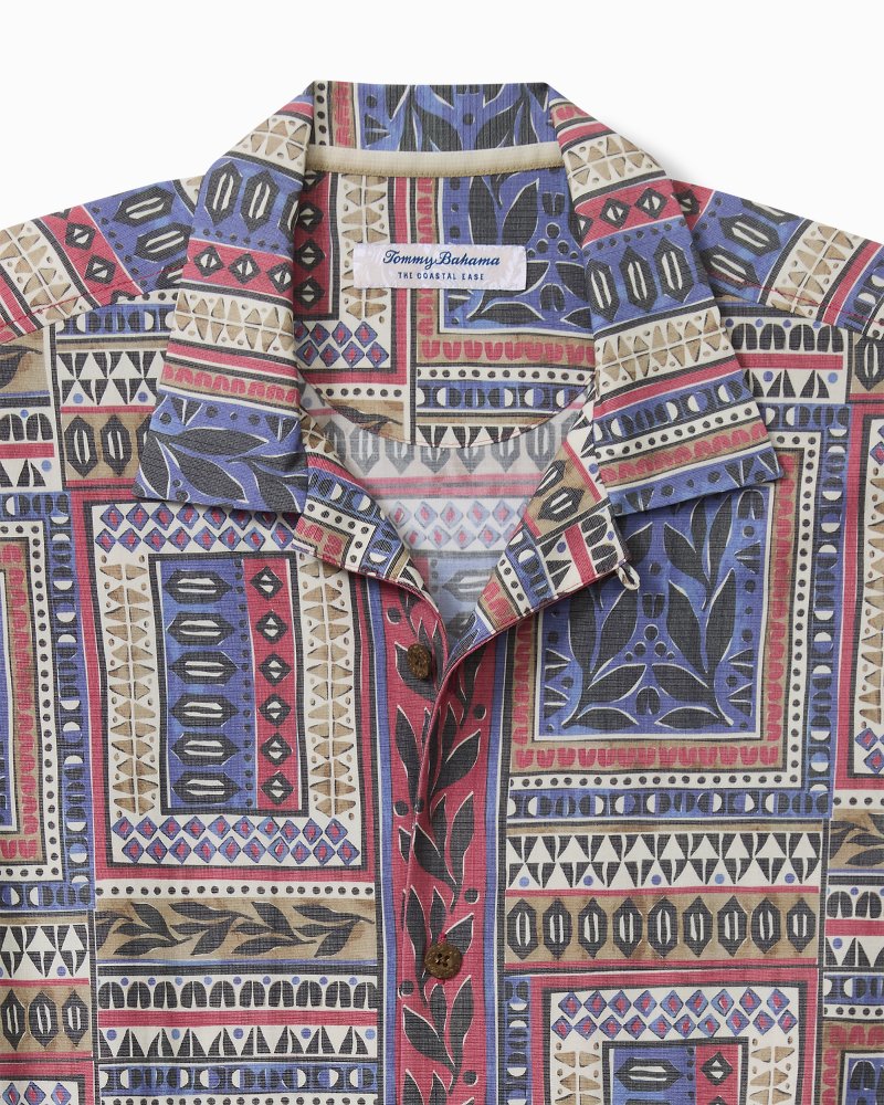 Coastal Ease Tropic Tapestry IslandZone Camp Shirt - Sanibel Blue