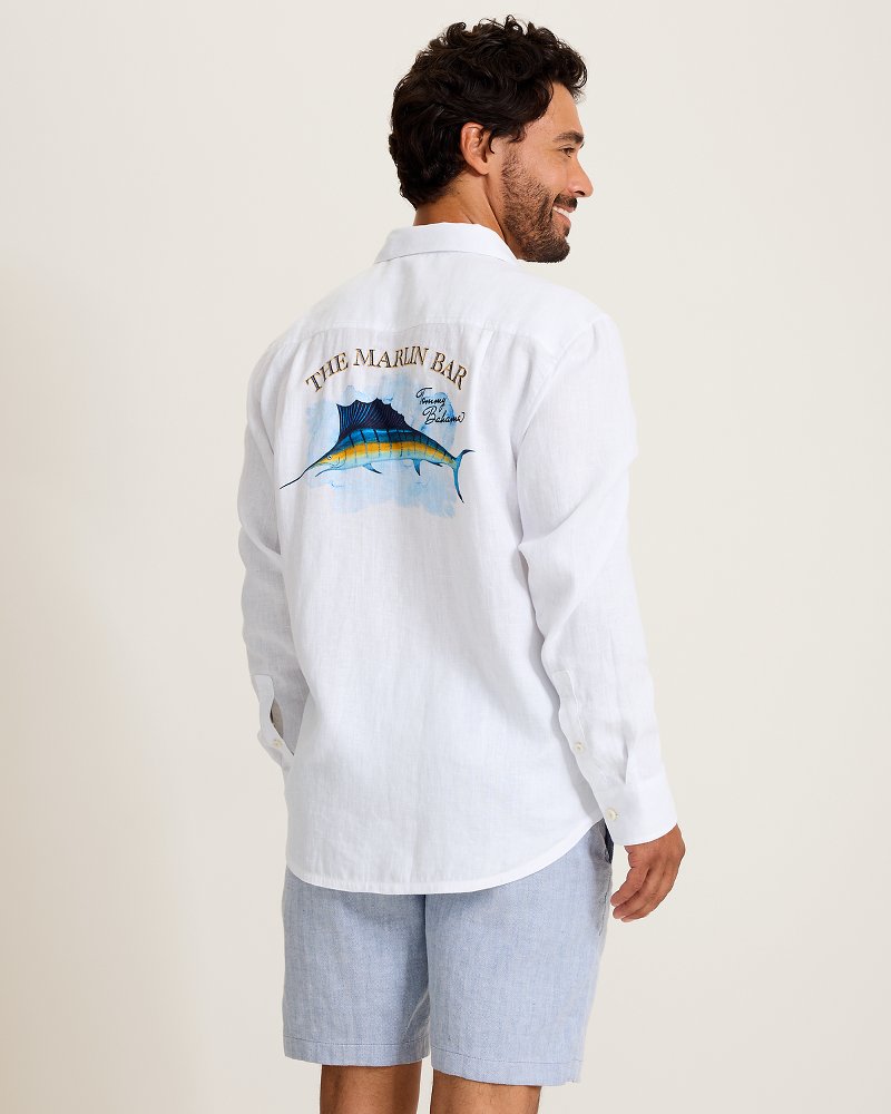 The Marlin Bar Breezer Linen Long-Sleeve Shirt - Blue Stream