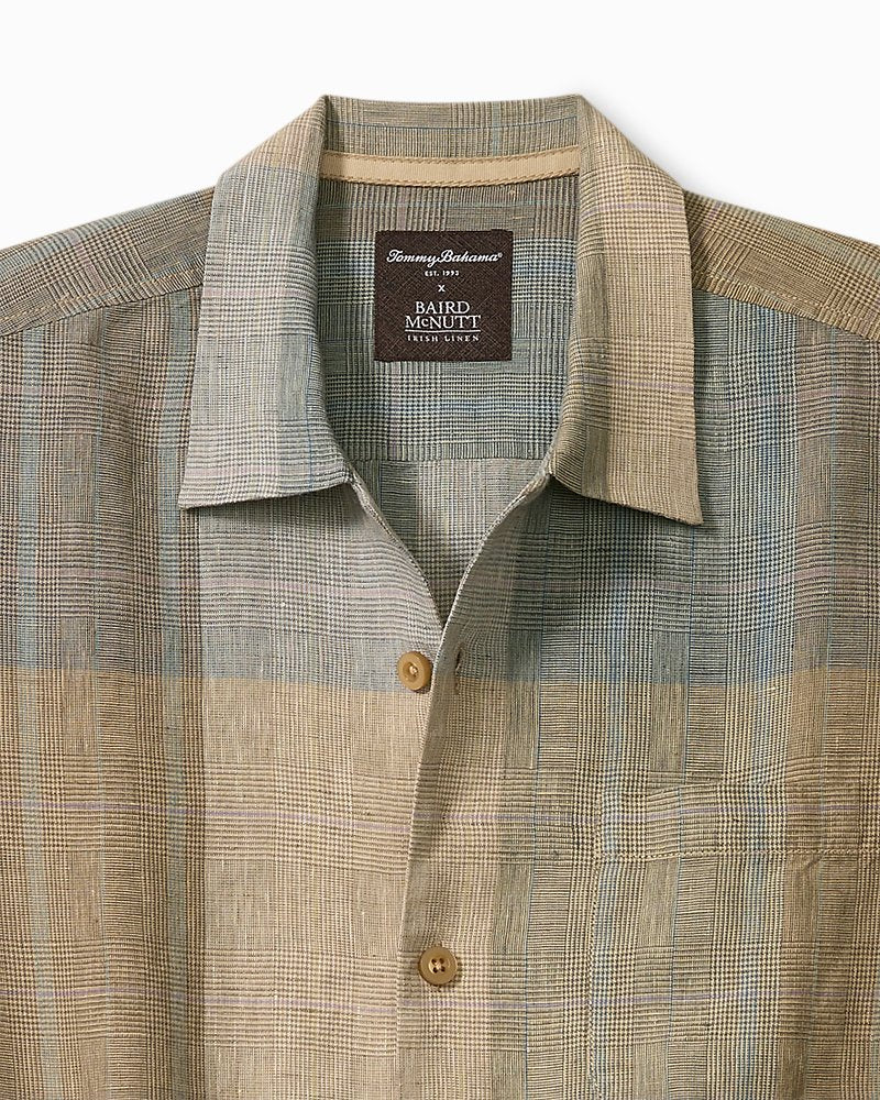 Baird McNutt Castlebar Check Linen Camp Shirt - Med Khaki