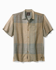 Baird McNutt Castlebar Check Linen Camp Shirt - Med Khaki
