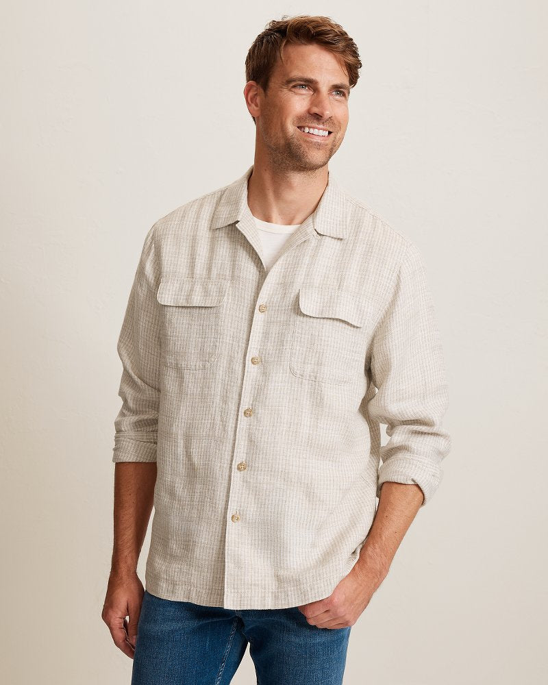 Baird McNutt Plaid Linen Long-Sleeve Shirt - Golden Honey