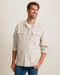 Baird McNutt Plaid Linen Long-Sleeve Shirt - Golden Honey