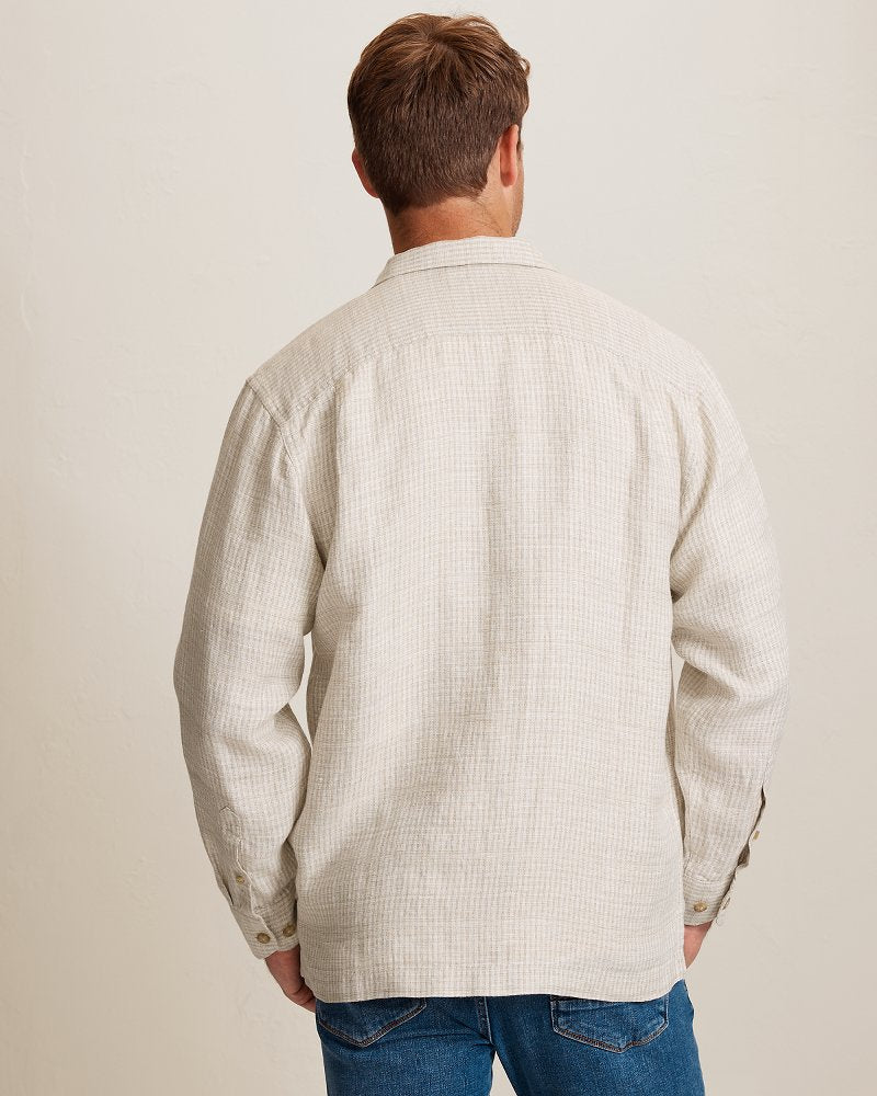 Baird McNutt Plaid Linen Long-Sleeve Shirt - Golden Honey