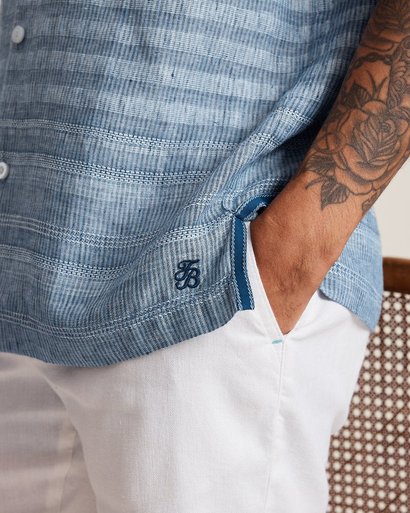 Baird McNutt Clifden Falls Linen Camp Shirt - Island Navy
