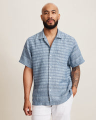 Baird McNutt Clifden Falls Linen Camp Shirt - Island Navy