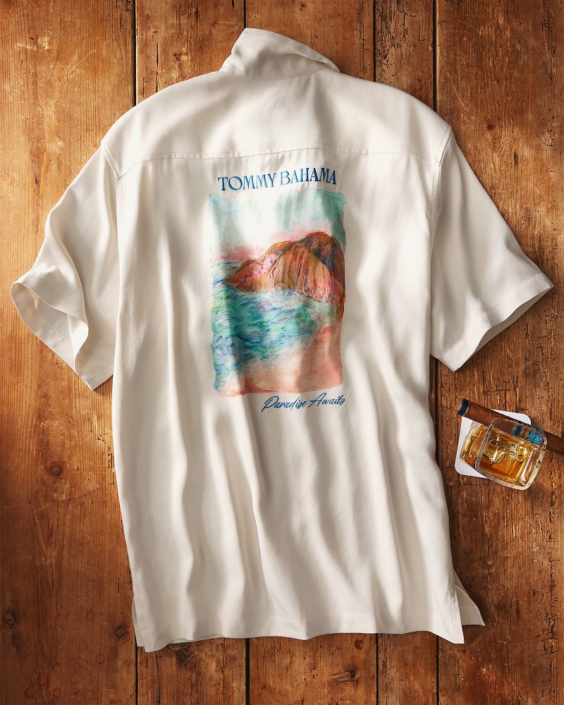 Tide &amp; Time Silk Camp Shirt - Coastal Mist
