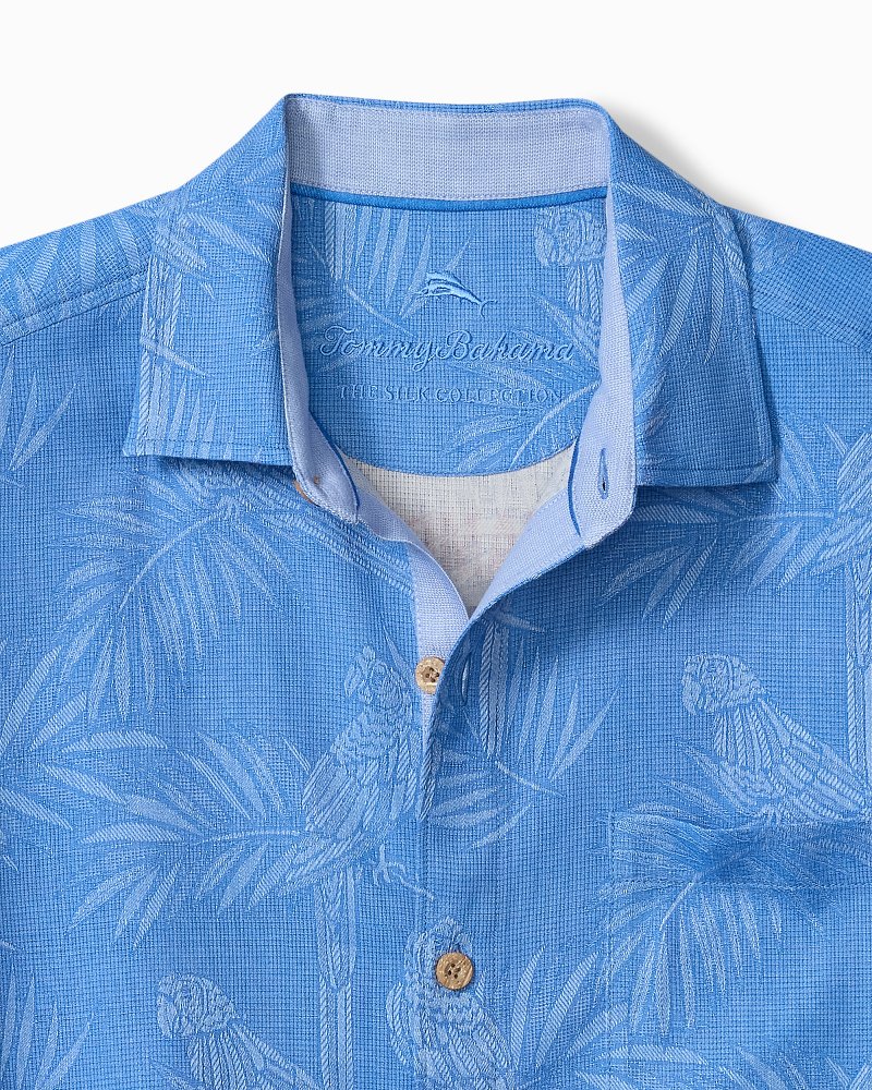 Palm Perch Silk Camp Shirt - Rococo Blue