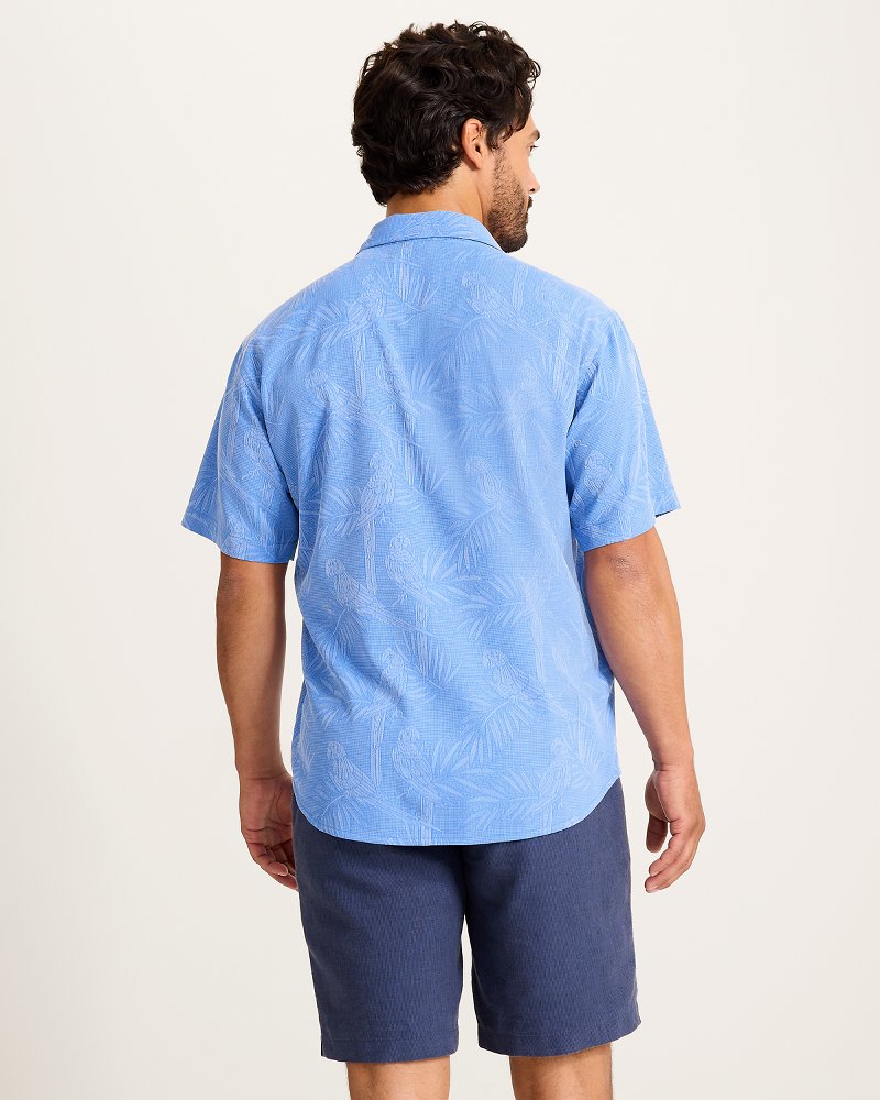Palm Perch Silk Camp Shirt - Rococo Blue