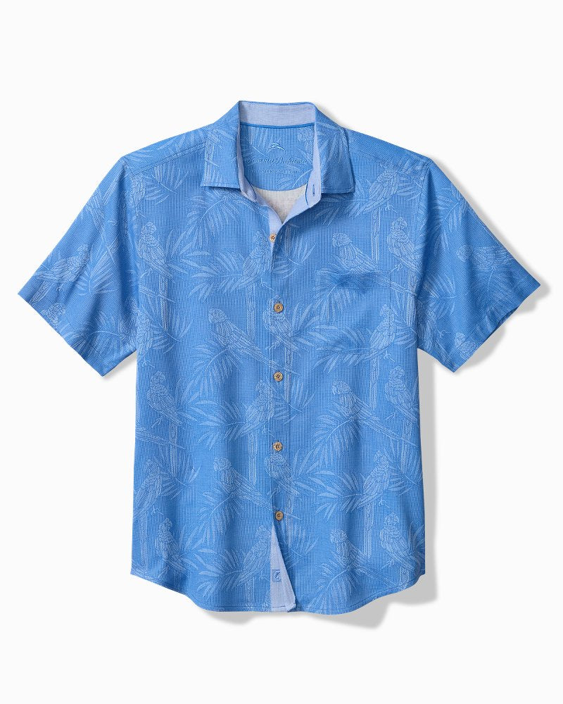 Palm Perch Silk Camp Shirt - Rococo Blue