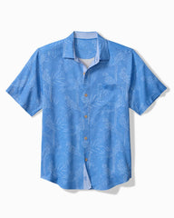 Palm Perch Silk Camp Shirt - Rococo Blue