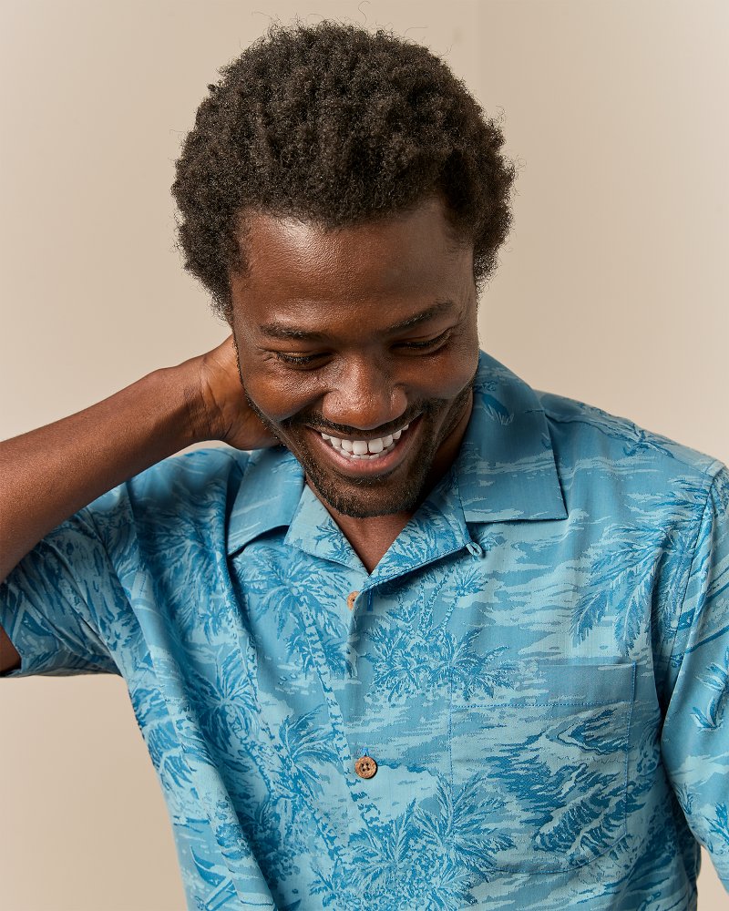 Coastal Ease Palms IslandZone Shirt - Saxony Blue
