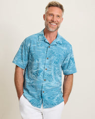 Coastal Ease Palms IslandZone Shirt - Saxony Blue
